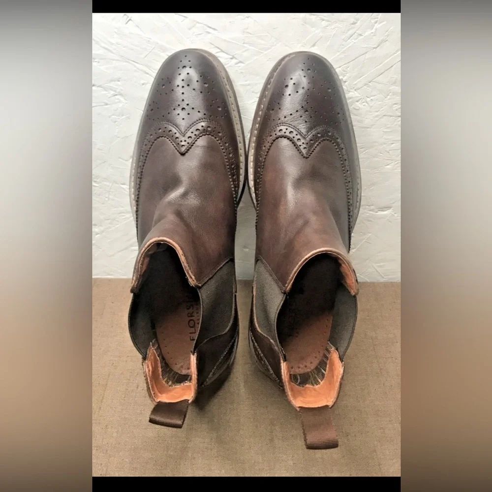 Florsheim Streets WT Men's Wingtip Chelsea Ankle Boots Brown Leather Size 8.5M